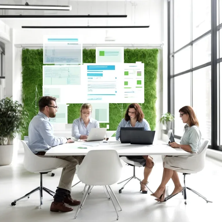 Developers collaborating on business software architecture